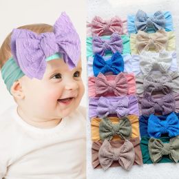 Europe Fashion Infant Baby Bowknot Headband Candy Colour Soft Nylon Hairband Kids Children Wide Hairbands Hair Accessory 14 Colours