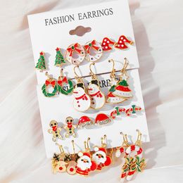 Fashion Cartoon Christmas Earring Set Female Snowflake Tree Snowman Bell Earring Fashion Christmas Ball Earring Jewellery Gifts