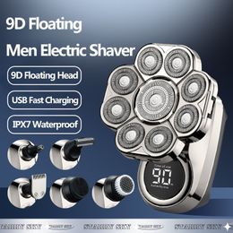 Electric Shavers 9D Electric Head Shaver 6 in 1 Shavers for Bald Men Electric Razor Nose Hair Sideburns Trimmer Waterproof Wet/Dry Grooming Kit 230529
