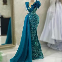May 2023 Ao Ebi Beaded Crytal Prom Dre Mermaid Sequined Lace Evening Formal Party Second Reception Birthday Engagement Gown Dree Robe De Soiree Zj345