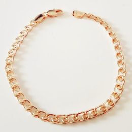 Link Bracelets Women Bracelet 585 Rose Gold Color Jewelry Classic Top Fashion Copper 4MM Wide Figaro For Lady