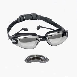 Goggles Swimming Goggs Swim Eyewear Adults Anti-fog Waterproof UV400 Protection Swim Glasses with Earplug for Men Women Pool Glasses AA230530