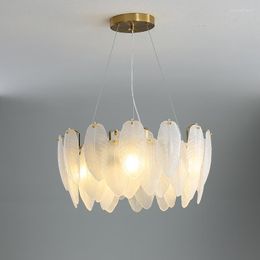 Pendant Lamps Lights Art White Feather Glass In Living Room Chandelier Designer Round Oval LED Dining Stylish