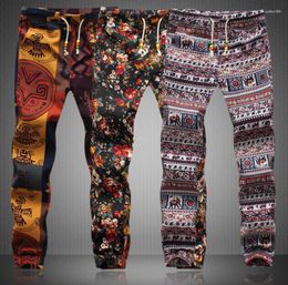 Men's Pants Cotton Linen Men Fashion Summer Autumn Floral Print Joggers Pantalones Hombre Sweatpants Streetwear Mens Trousers