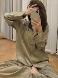 Women's Sleepwear Cardigan For Women Trouser Suits Designer Clothes Luxury Loungewear Chic Elegant Summer Solid Pyjamas