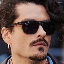 Sunglasses Retro Double Bridges Male Polarised TR90 Vintage Driving Travel Cycling Square Sun Glasses Spring Hinge Men Shades