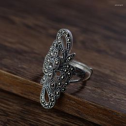Cluster Rings FNJ 925 Silver Ring For Women Jewellery Original Pure S925 Sterling Romantic MARCASITE