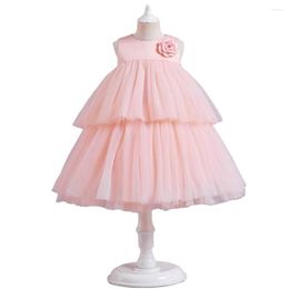 Girl Dresses Baby Rose Solid Color Princess Dress Toddler 1st Birthday Party Baptism Vestido Wedding 3-24Month Child Costume