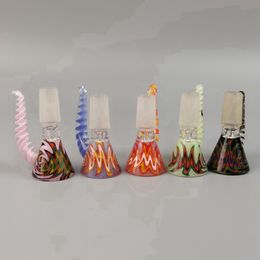 Glass USA Colourful Wig Wag Smoking 14MM 18MM Male Joint Herb Tobacco Philtre Bowl Oil Rigs Portable Ox Horn Replaceable Bubbler Waterpipe Bong DownStem Holder DHL