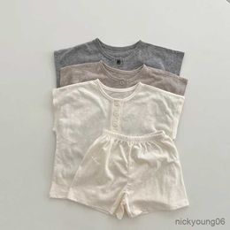 Clothing Sets 2Pcs/Set Newborn Baby Clothes Set Summer Solid Colour Vest Tops and Shorts Boys Girls Casual Suits Soft Breathable