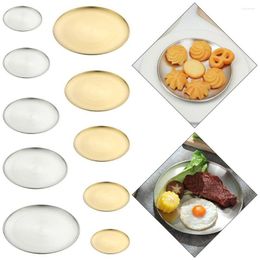 Plates 30/34CM Cake Dessert Gold Silver Tableware Metal Dining Disc Shallow Tray Bone Spitting Dish Round Plate