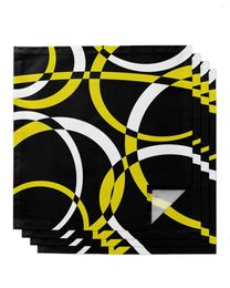 Table Napkin 4pcs Geometric Abstract Circle Modern Art Yellow Square 50cm Wedding Decoration Cloth Kitchen Serving Napkins