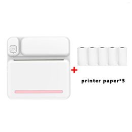 Students Portable Printer Home Office Pocket Inkless With 6rolls Printing Paper Mini Po Label Wireless Rechargeable