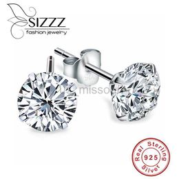 Stud Crystal Zircon Real 925 Sterling Silver Earrings Channel Cubic Zirconia Silver Stud Earrings for Women Sterling Silver Jewellery J230529