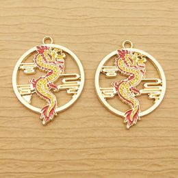 10pcs Enamel China Dragon Charm for Jewellery Making Animal Earring Pendant Necklace Bracelet Accessories Metal Craft Supplies