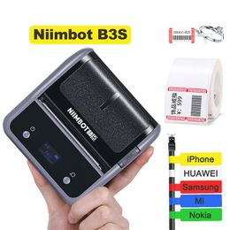 Printers Niimbot B3S Portable Jewelry Label Printer Maker Mini Thermal Cable Printer Machine for Phone iOS Android Label Paper Roll