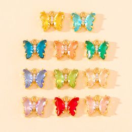 3Pcs 9x11mm New Fashion Colourful Glass Crystal Small Butterfly Charms For DIY Jewellery Making Earrings Popular Necklace Pendant