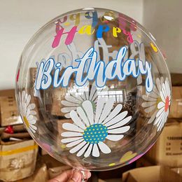 20 pollici Colorful happy happy birthday stampato trasparente bobo PVC decorazione festa di compleanno evento forniture palloncino bobo colorato