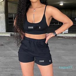 2023-Luxury women clothing tracksuits ess designer t shirt round neck pullover tee 3d print tight shorts suit sexy bikini vest