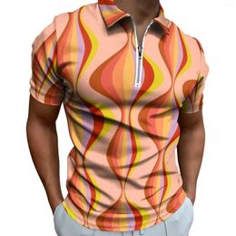 Men's Polos Retro Mod Pattern Casual Polo Shirts 60s Aesthetic T-Shirts Men Short Sleeve Graphic Shirt Stylish Oversized Tops Birthday Gift