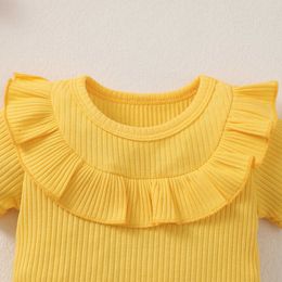 Clothing Sets Baby girl yellow short sleeve lemon fruit shorts suit