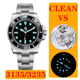 Top Clean Vs Luxury Sports Smurf Watches Eta 3135 3235 Automatic Mechanical 904L Stainless Steel Watch Submarine Designer Watch Diving emerald green Ceramics bezel