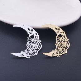 6pcs 35*31mm Light gold Colour Moon Charms Connector Silver Colour Pendant Brass Jewellery Accessories