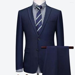 Men's Suits 2023 Solid Colour Groom Wedding Formal Blazers Men Simple Business Elegant Fashion Job Interview Gentleman Suit Slim Fit 3 Pieces