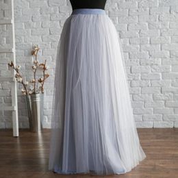 Capris Full Length Tutu Tulle Skirt with Stretch Waistband Bridesmaid Princess Skirt Adult Petticoat 4 Layer 100cm FloorLength Skirts