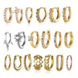 Stud Mini Round Hoop Earrings Silver 925 100 Unisex 18k Gold Colour for Women Small Ear Bone Nail diamond Imitate Piercing Jewels J230529