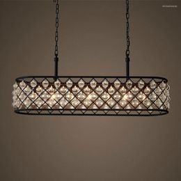 Pendant Lamps Led E14 Retro Iron Crystal Lamp Light Lights For Dinning Room Bedroom Foyer