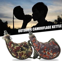 water bottle 750ml Outdoor Water Bottle Sports Camo Army Drinking Travel Camping Flagpole Running Climbing Fishing P230530