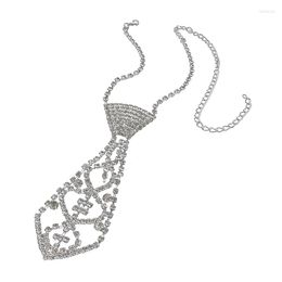 Pendant Necklaces Men Women Kid Elegant Glitter Rhinestone Tie Shaped Necklace For Prom Party Jewellery Decor Accessory Valentine's Day