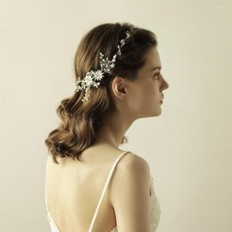 Hair Clips O824 Exquisite Wedding Bridal Comb Alloy Flowers Inlaid Crystal Pearl Bridesmaid Headpiece Women Pageant Prom Hairwear