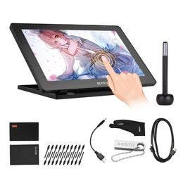 Tablets BOSTO 16HD 15.6 Inch IPS Graphic Drawing Tablet Display Monitor 8192 Pressure Level with Rechargeable Stylus Pen 16GB USB Disk