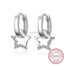 Stud Real 925 Sterling Silver Hollow Star Hoop Earrings For Women Sterlingsilverjewelry Small Creole Earring Boucle D'oreille J230529