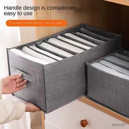 Basket Jeans Clothes Storage Organizer Basket Dormitory Wardrobe Drawer Storage Box Division Storage Folding Fabric Storage Box