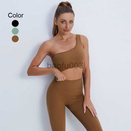 Women's Tracksuits Seamless Two Piece Set Sport Outfit For Woman One Shoulder Bra High Waist Leggings Suit For Fitness Running Workout Clothes J230525