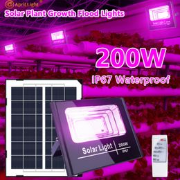 Solar LED Grow Light 200w Full Spectrum Floodlight Plant Growing Light Waterproof Phytolamp for Indoor Outdoor Plants Flower Seedling