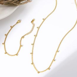 Chains ANEEBAYH Gold Plated Stainless Steel Ball Chain Chokers Waterproof Simple Trendy Collar Necklaces For Women