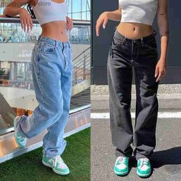 Women's Jeans Fall/Winter 2022 New Y2K Style Black and Blue Baggy Jeans For Women Fashion Denim Wide Leg Pants Casual Female Clothing XS-XL T230530