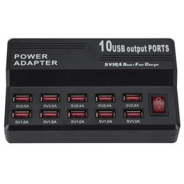 USB Fast Charging HUB10 Port 12A Intelligent Charging Station USB Charger Mobile Tablet Digital Charger