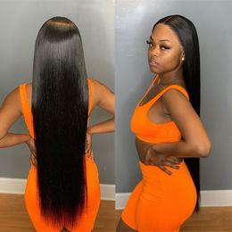 Long Straight 13X4 Lace Human Hair Wig 30 32 34 36 Inches Pre Plucked 4x4 Lace Closure Wigs For Black Women Cheap Brazilian Remy