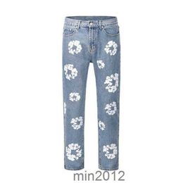 23 Flower Full Print Jeans Pants Oversized Streetwear Straight Casual Men and Women Denim Trousersg2ib