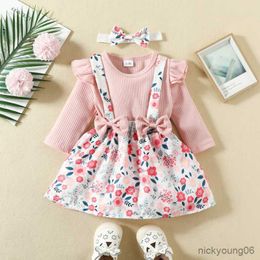 Clothing Sets New Born Outfit Newborn Baby Girl Clothes Infant Ruffles and Strappy Dress Headwear