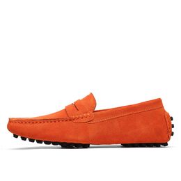 mens women outdoor Shoes Leather soft sole black red orange blue brown orange comfortable Casual Shoes 048