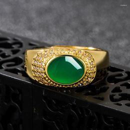 Cluster Rings Green Jade Luxury Women Gift Adjustable Ring Amulet Accessories 925 Silver Chalcedony Fashion Chinese Jewelry Natural