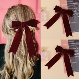 Hair Accessories Wecute Fashion Vintage Velvet Bow Clips French Style Lazy Barrettes For Party Valentine's Day Festival Gift Girls Women