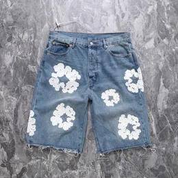 Flower jeans 2024 Mens luxury designer Mens shorts Jeans Men Jean flower Diamond Denim shortpants Slim Mens jeans street Hip hop 4GFI