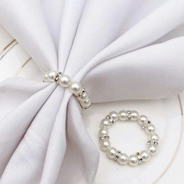 100Pcs/Lot White Pearls Napkin Rings Wedding Napkin Buckle For Wedding Reception Party Table Decorations Supplies